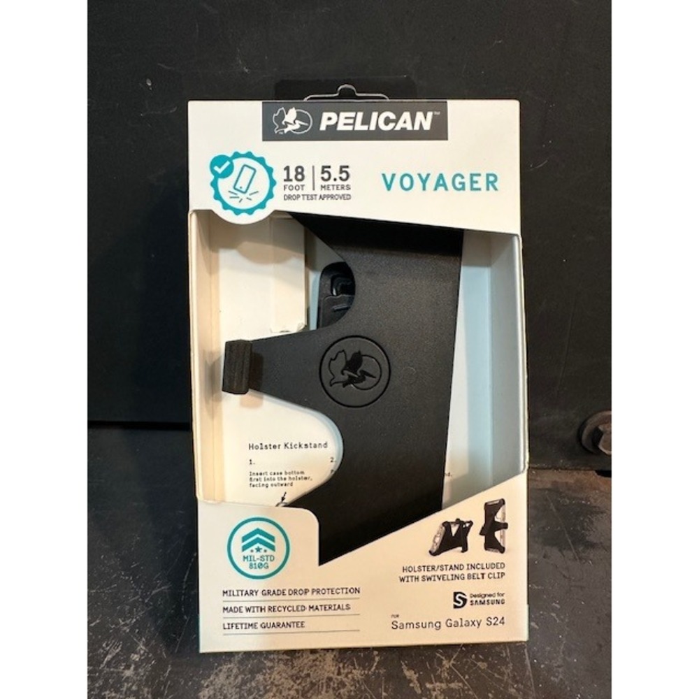 Pelican Voyager Samsung Galaxy S24 Case Rugged Black Holster Kickstand 18ft Drop